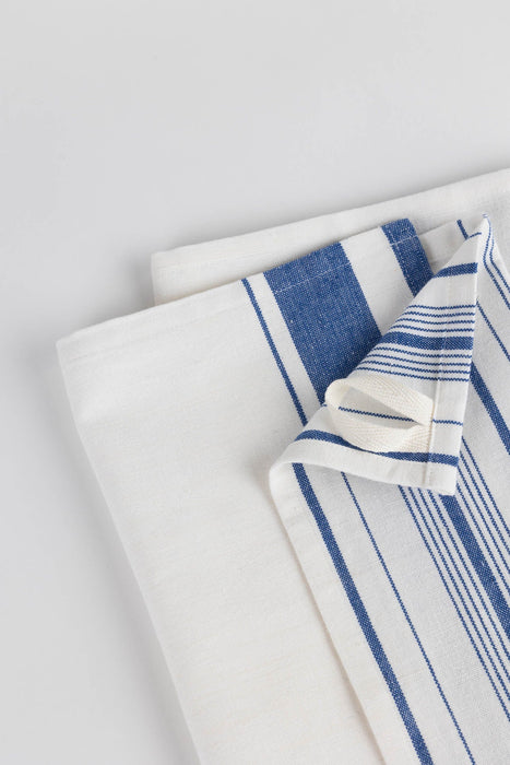 Multi-Striped Blue White Tea Towel 2