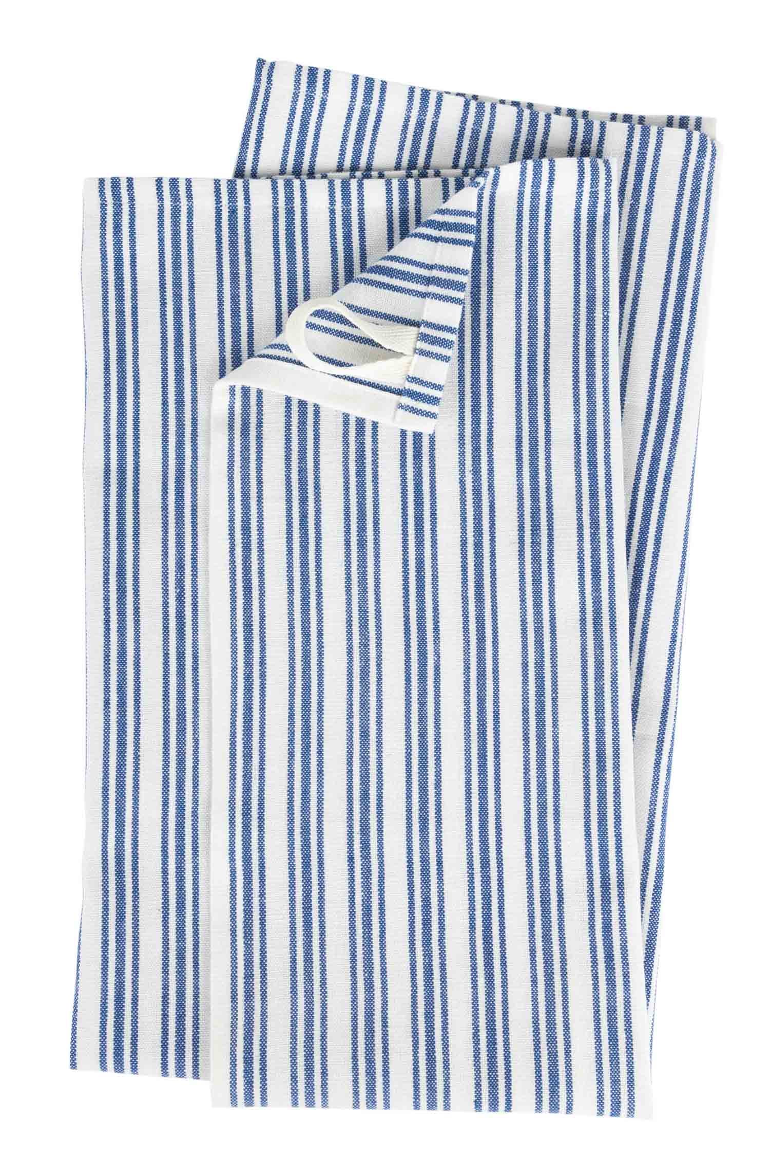 Small Stripe Blue White Tea Towel - Ten Thousand Villages