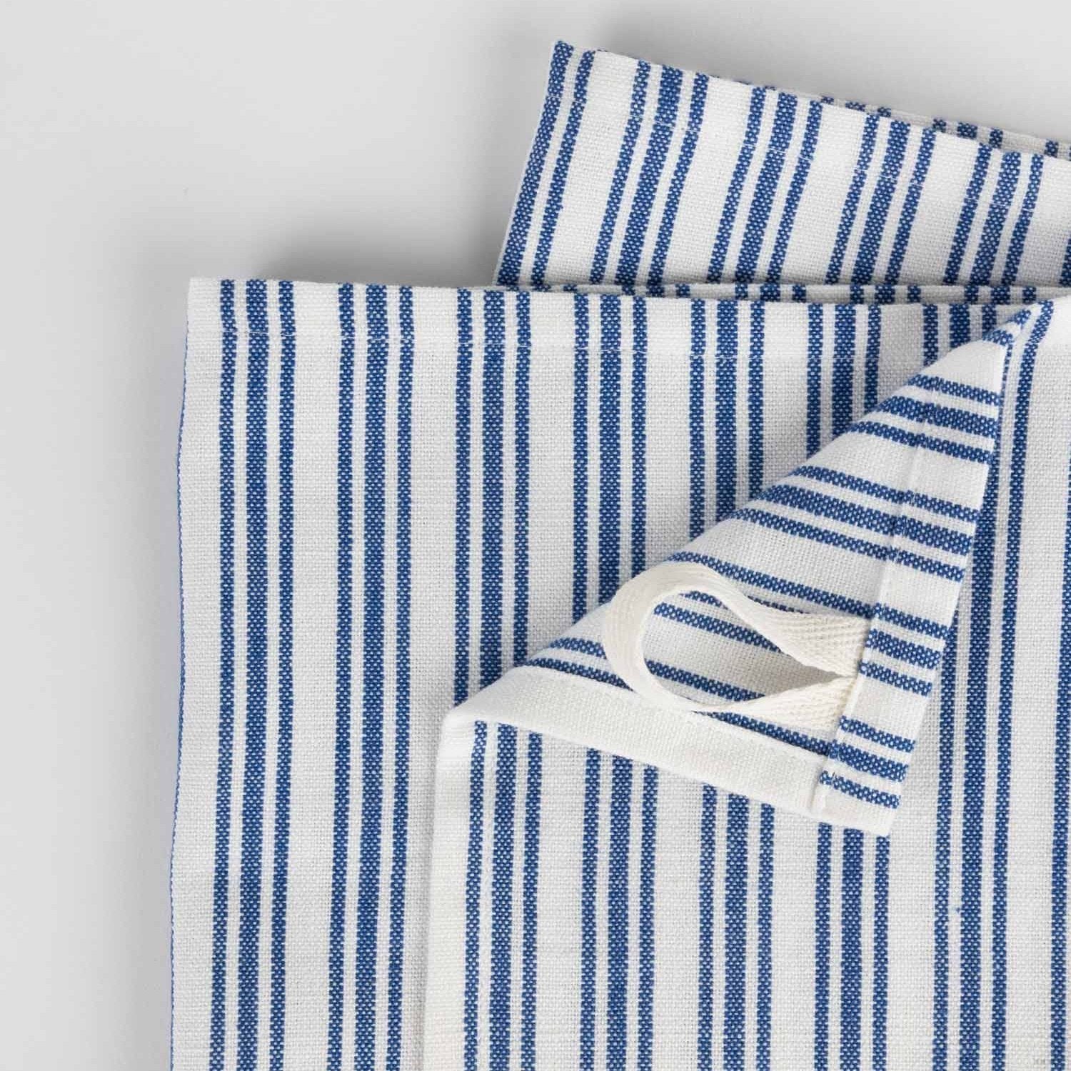 Small Stripe Blue White Tea Towel - Ten Thousand Villages