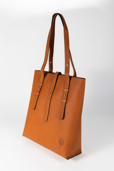 Cognac Eco-Leather Shoulder Bag 4