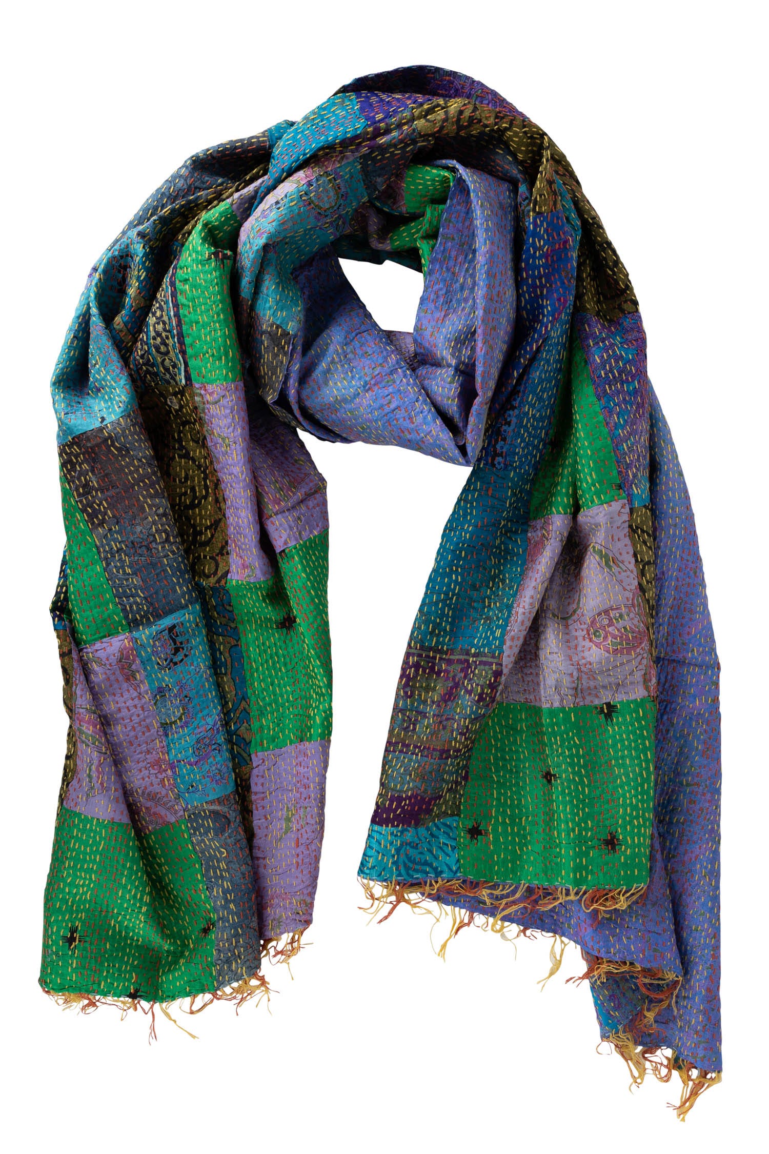 Patchwork Kantha Silk Shawl - Ten Thousand Villages