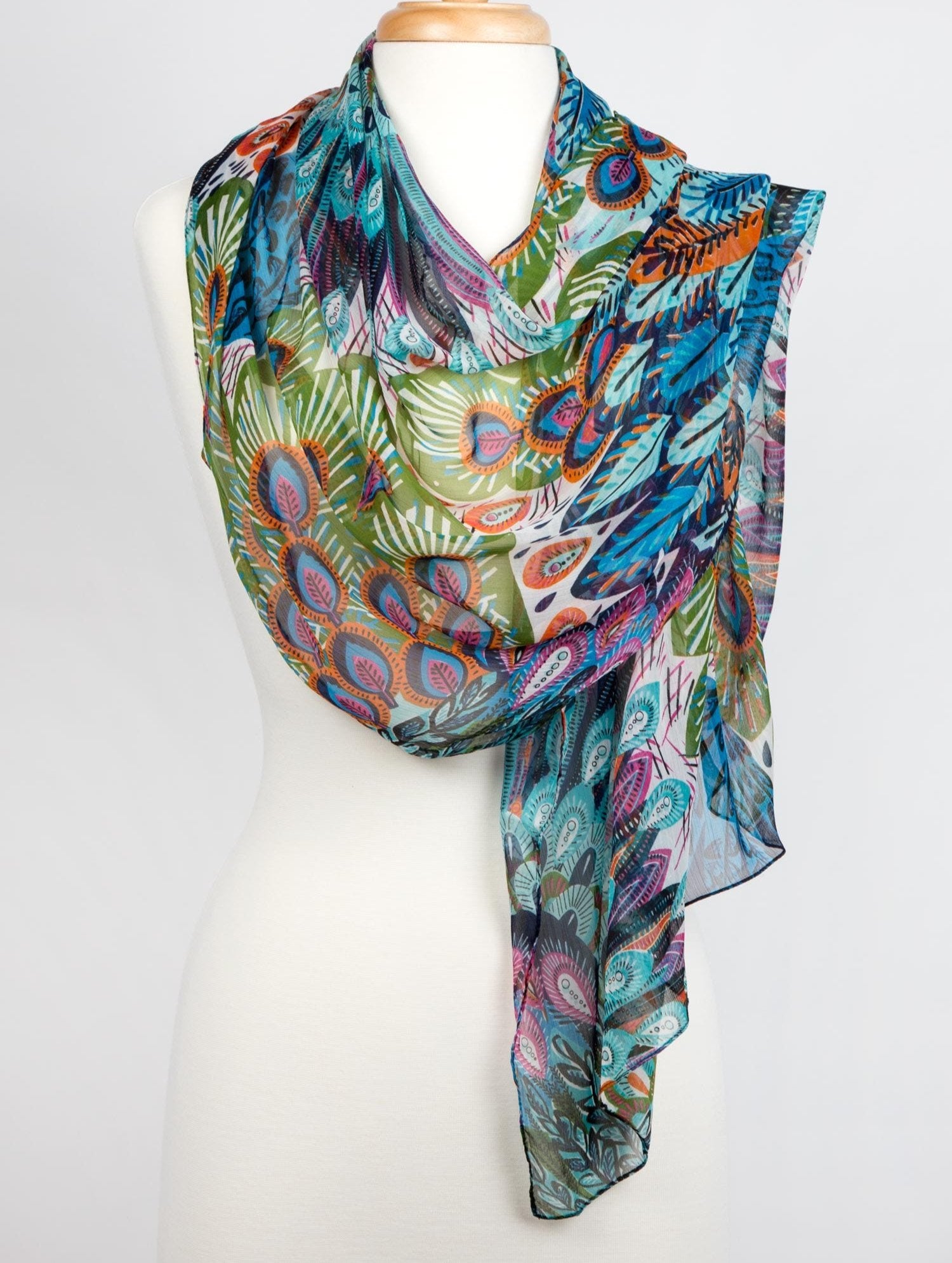 Peacock Pattern Scarf - Ten Thousand Villages