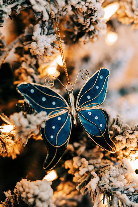 Blue Butterfly Capiz Ornament 2