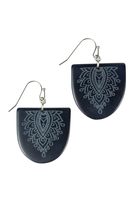 Etched Medallion Tagua Earrings 1