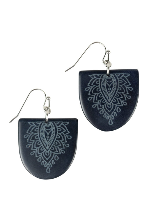 Etched Medallion Tagua Earrings
