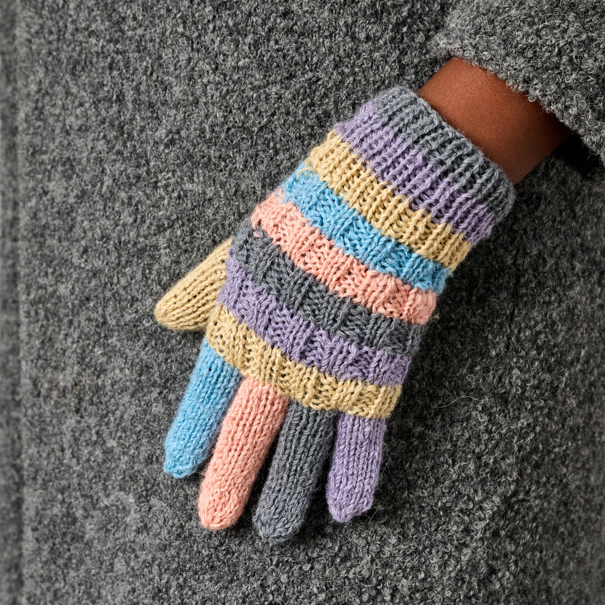 Pastel Stripes Wool Gloves - Ten Thousand Villages