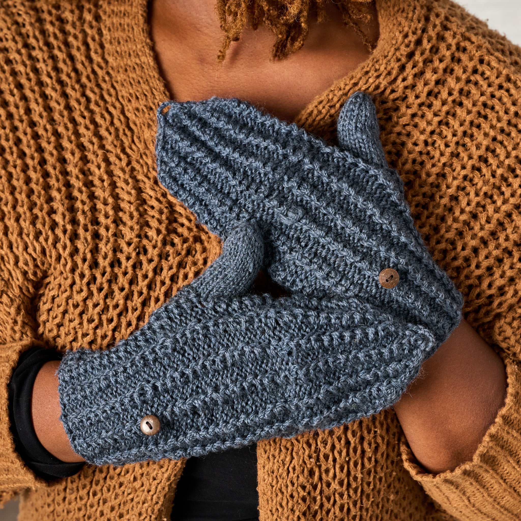 Winter Sky Ribbed Wool Convertible Mittens - Ten Thousand Villages