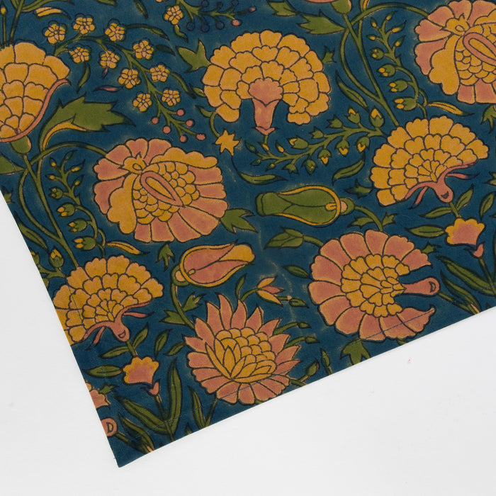 Aanand Floral Cotton Napkin - Teal 3