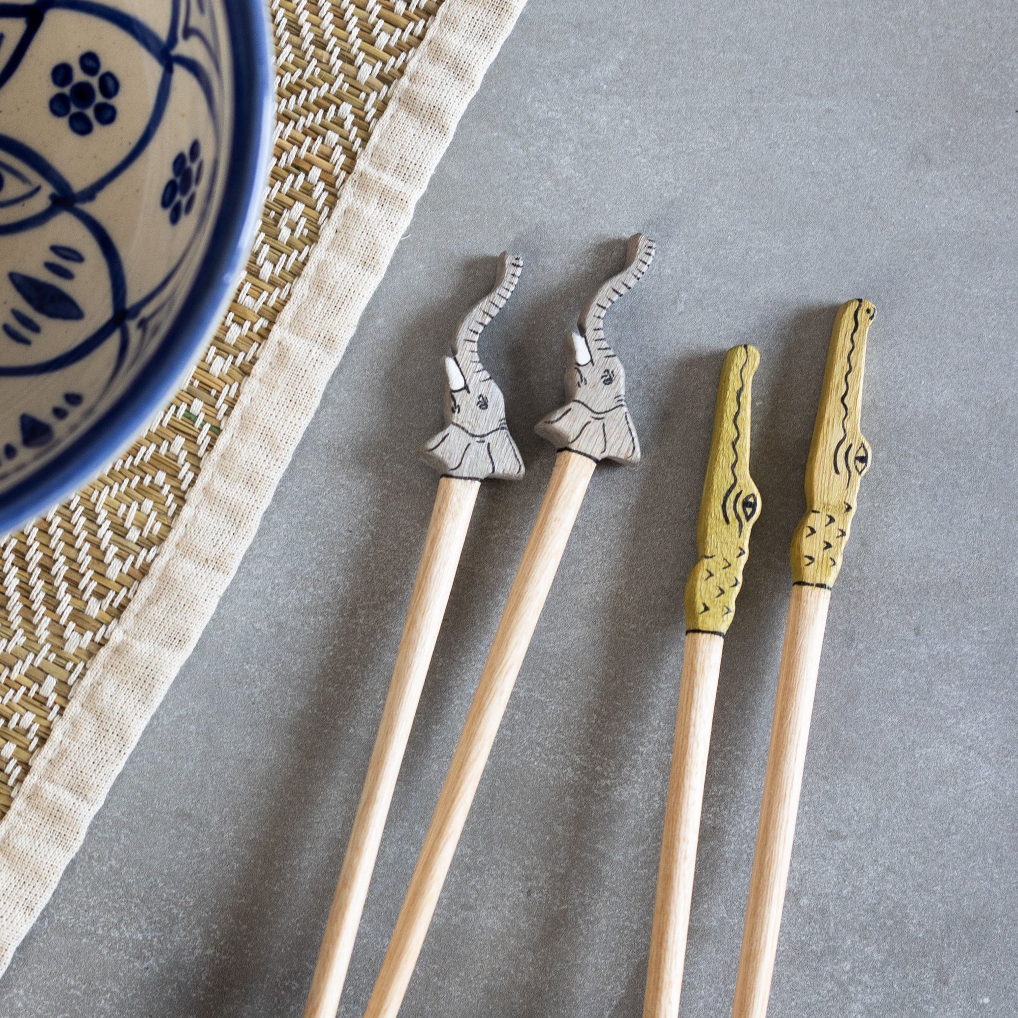 Mamba Crocodile Chopstick Set - Ten Thousand Villages
