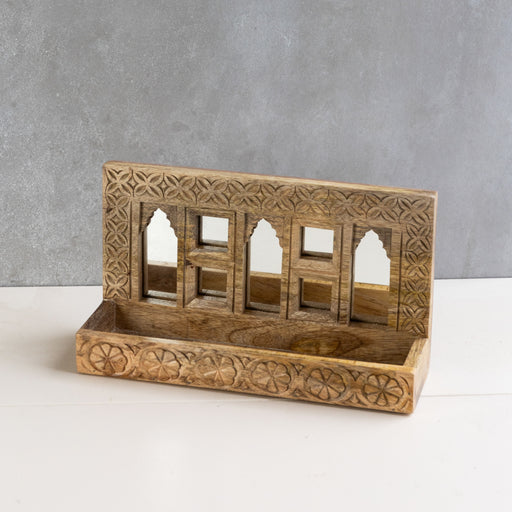 Dekhana Mango Wood Mirror Shelf - Multi