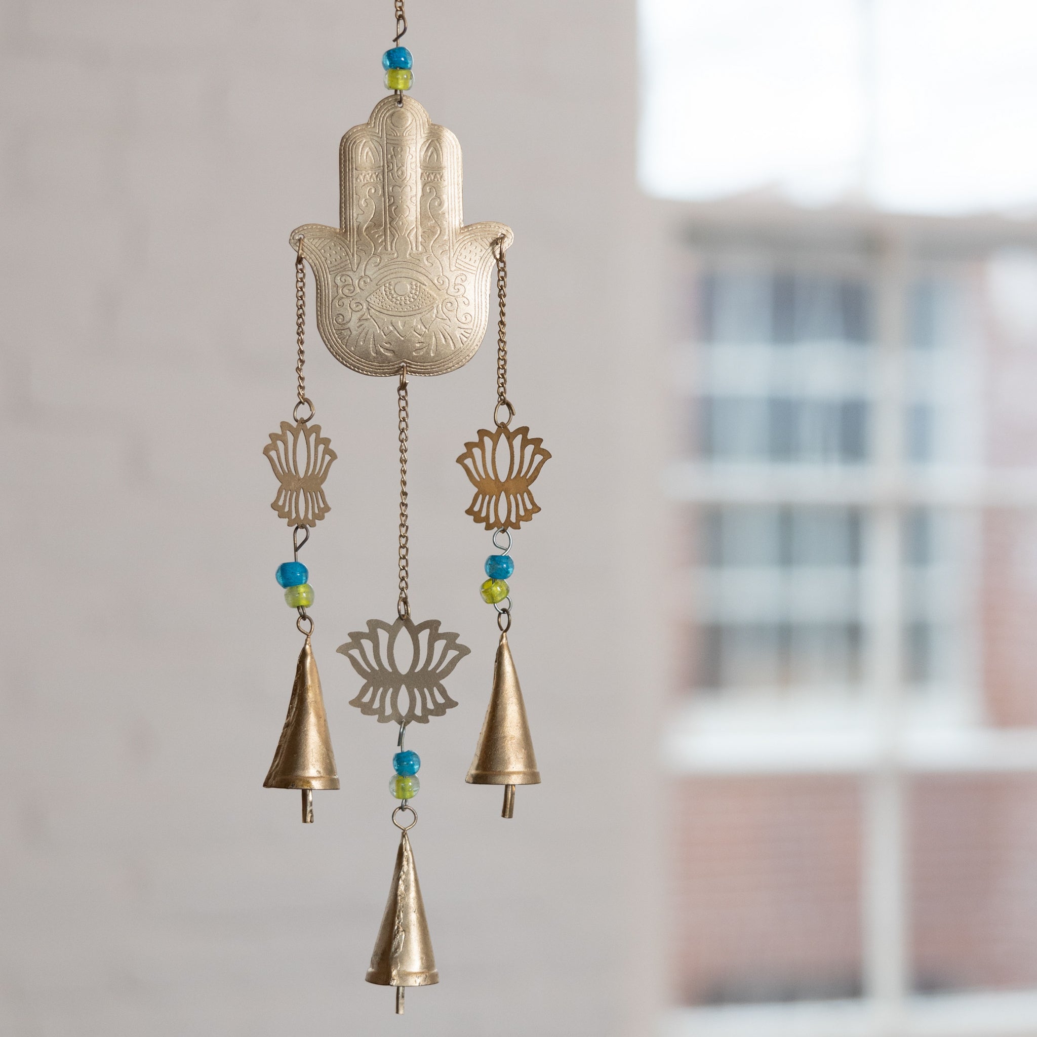 Hema Hamsa Recycled Iron & Glass Chime - Ten Thousand Villages