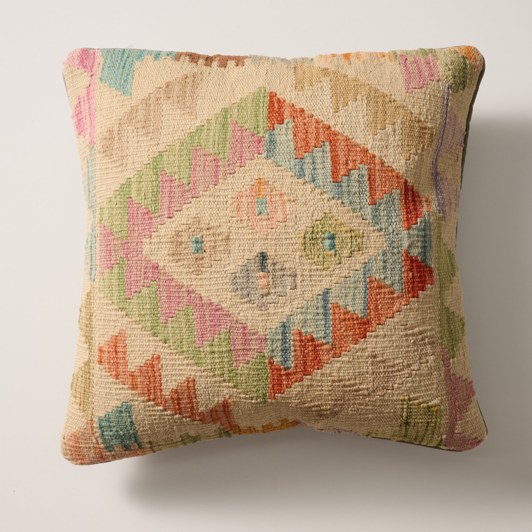 Kilim Natural Dye Pillow Cover - Tan and Beige