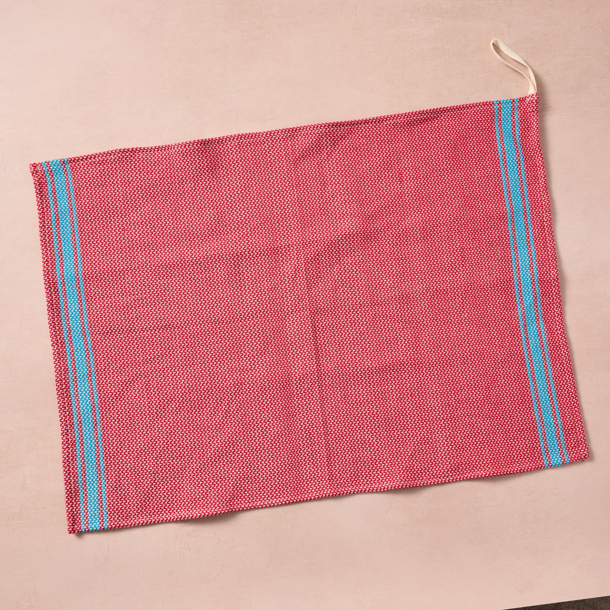Matbakh Cotton Tea Towel - Red with Aqua