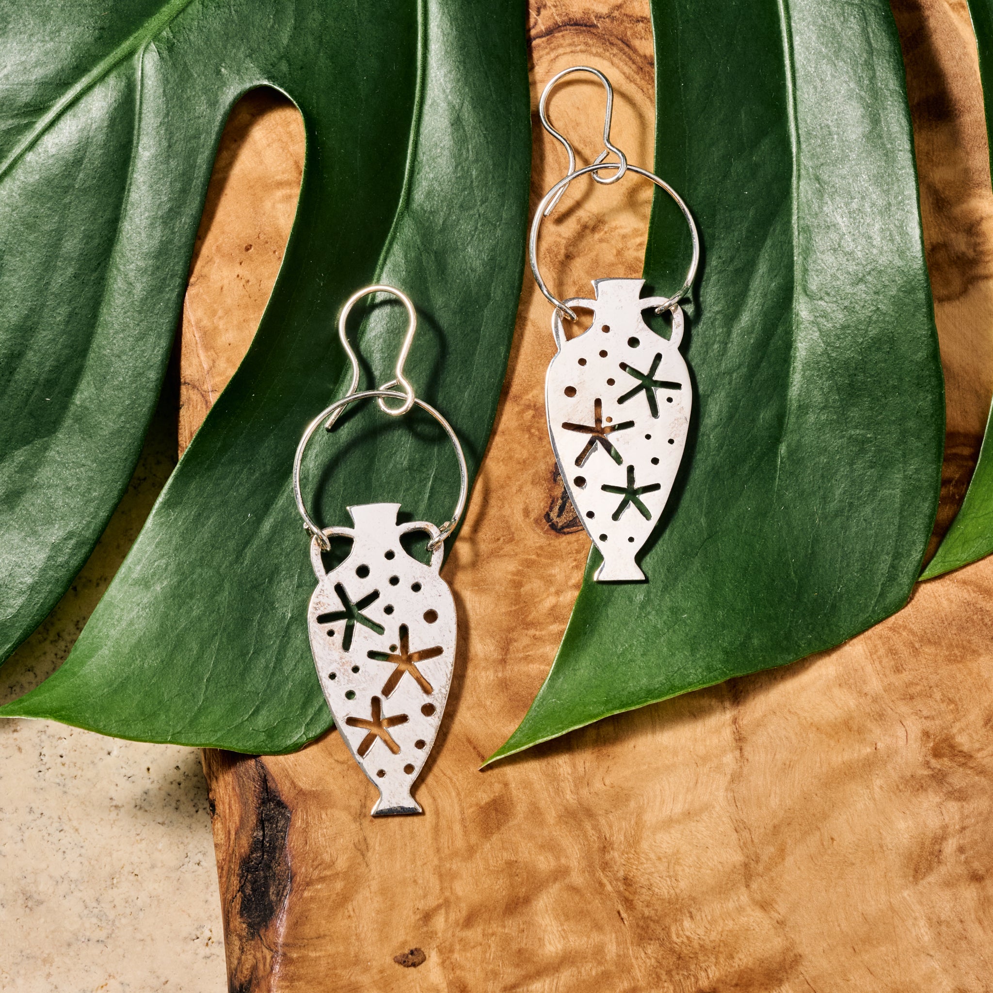 Satie Water Urn with Stars Dangle Earrings