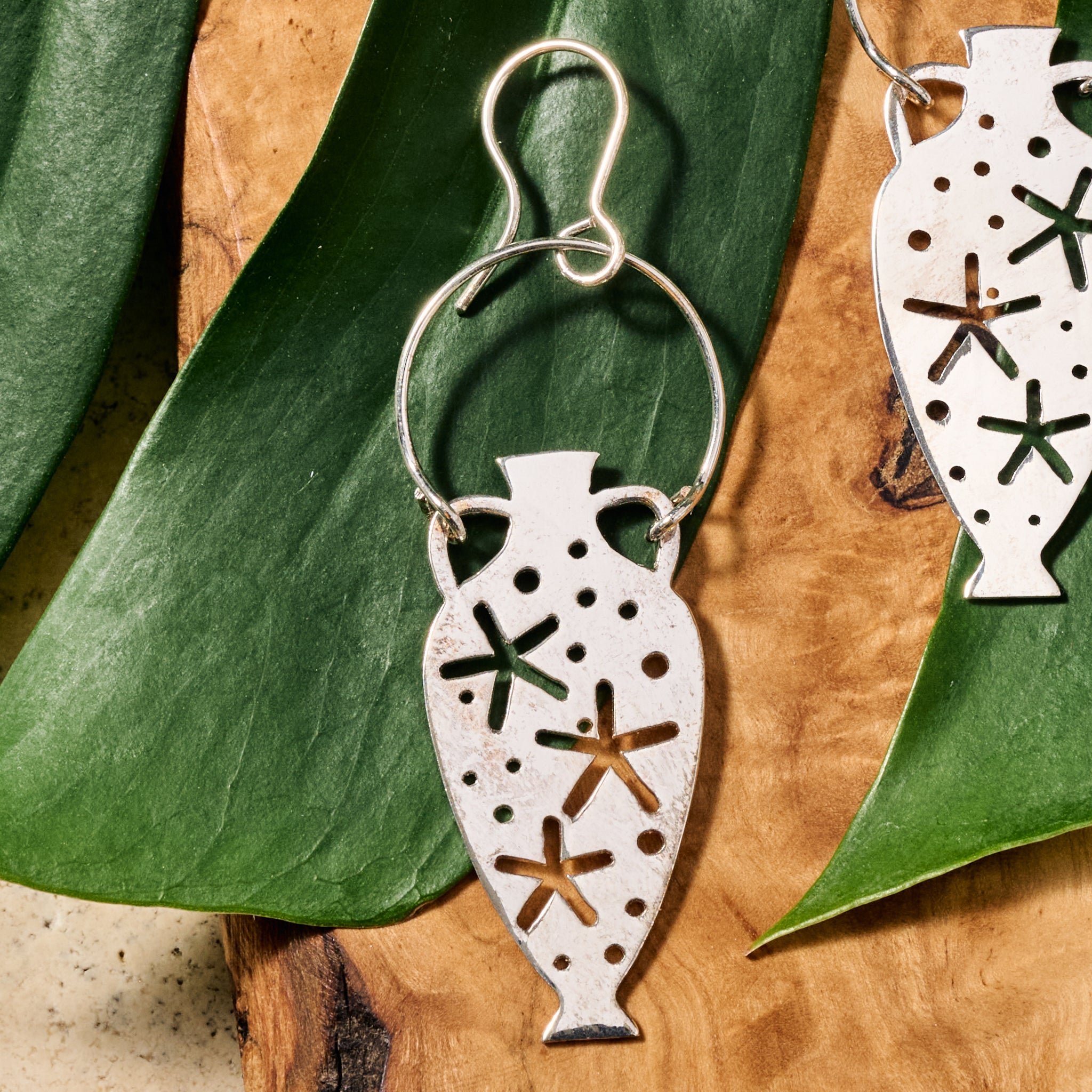 Satie Water Urn with Stars Dangle Earrings