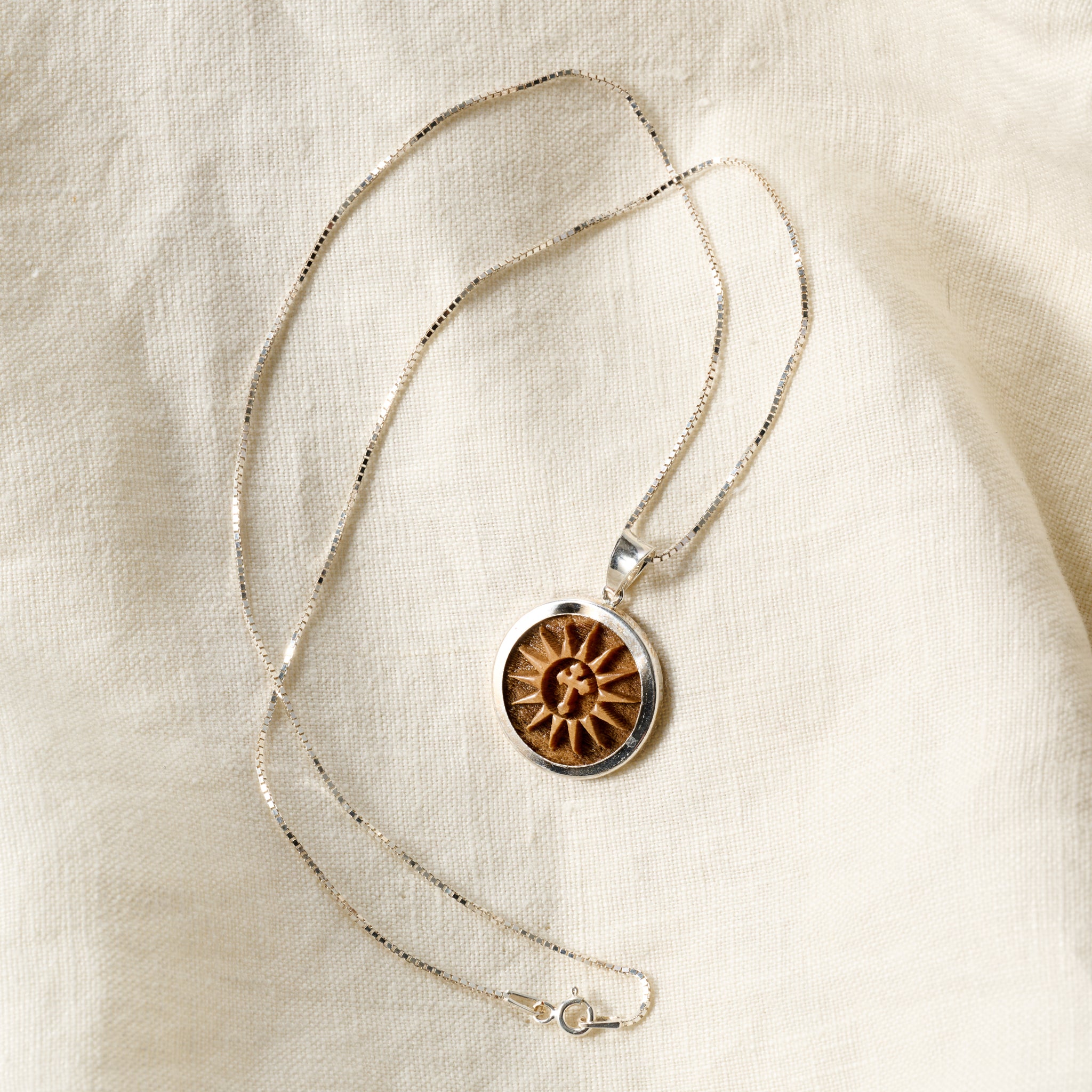 Olive Wood Sunburst Cross Pendant Necklace - Ten Thousand Villages