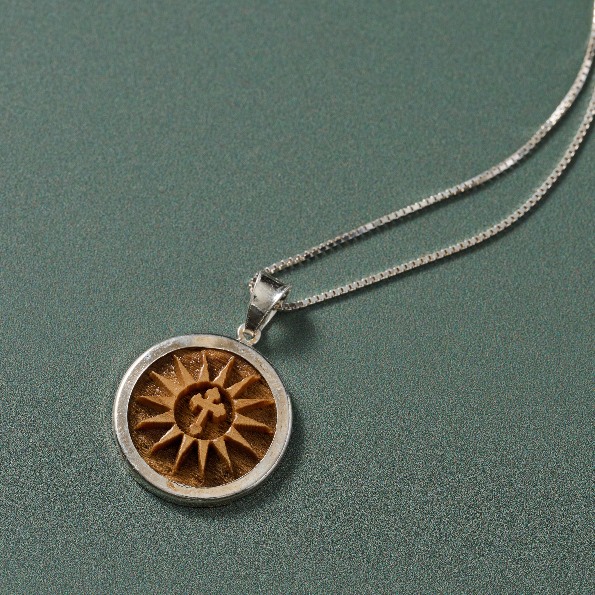 Olive Wood Sunburst Cross Pendant Necklace - Ten Thousand Villages
