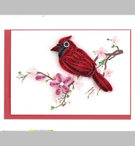 Quilled Cardinal Gift Enclosure Mini Card - Ten Thousand Villages