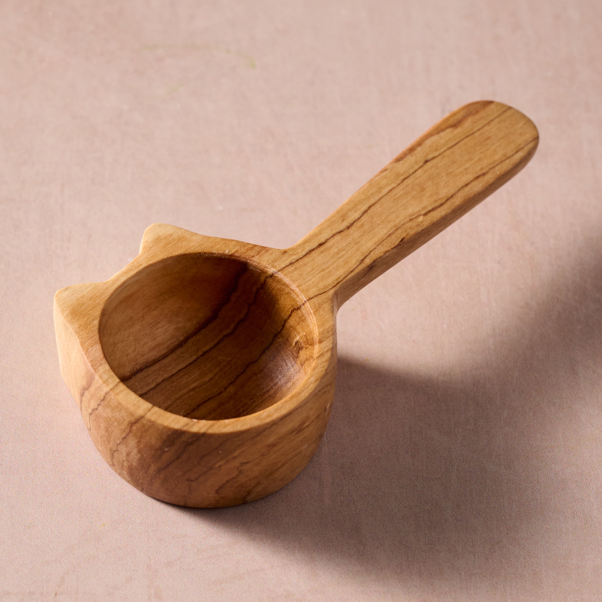 Kijiko Olive Wood Cat Coffee Scoop