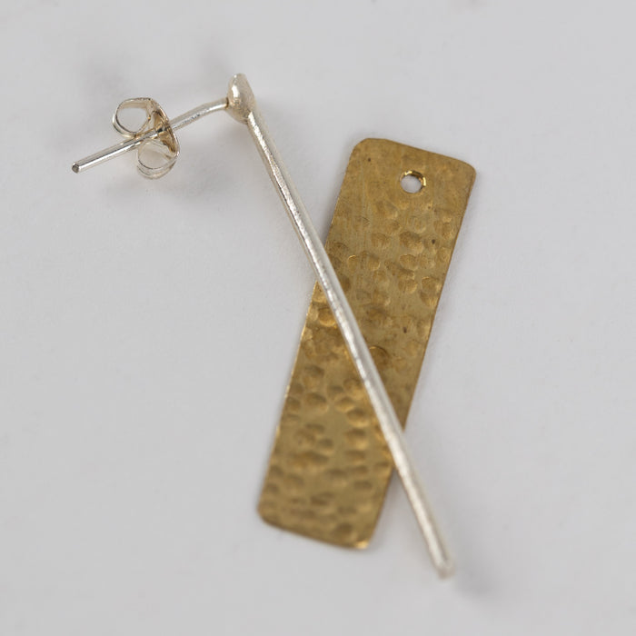Silver Brass Bar Drop Earrings - Convertible 3