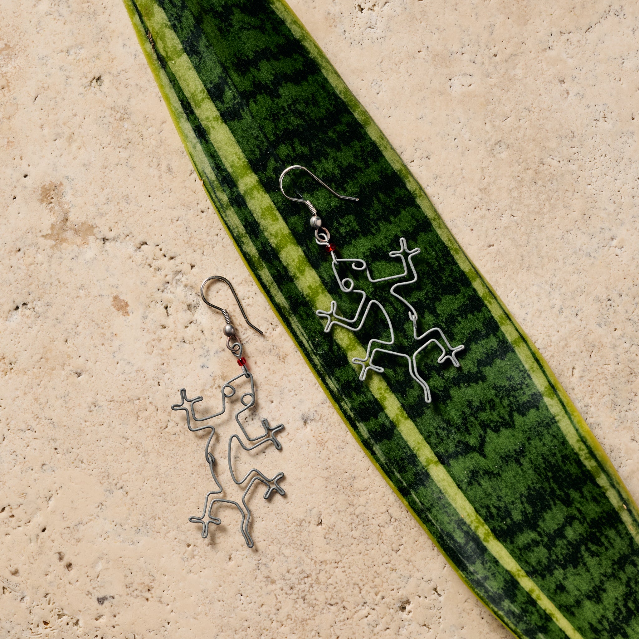 Mjusi Recycled Wire Gecko Dangle Earrings