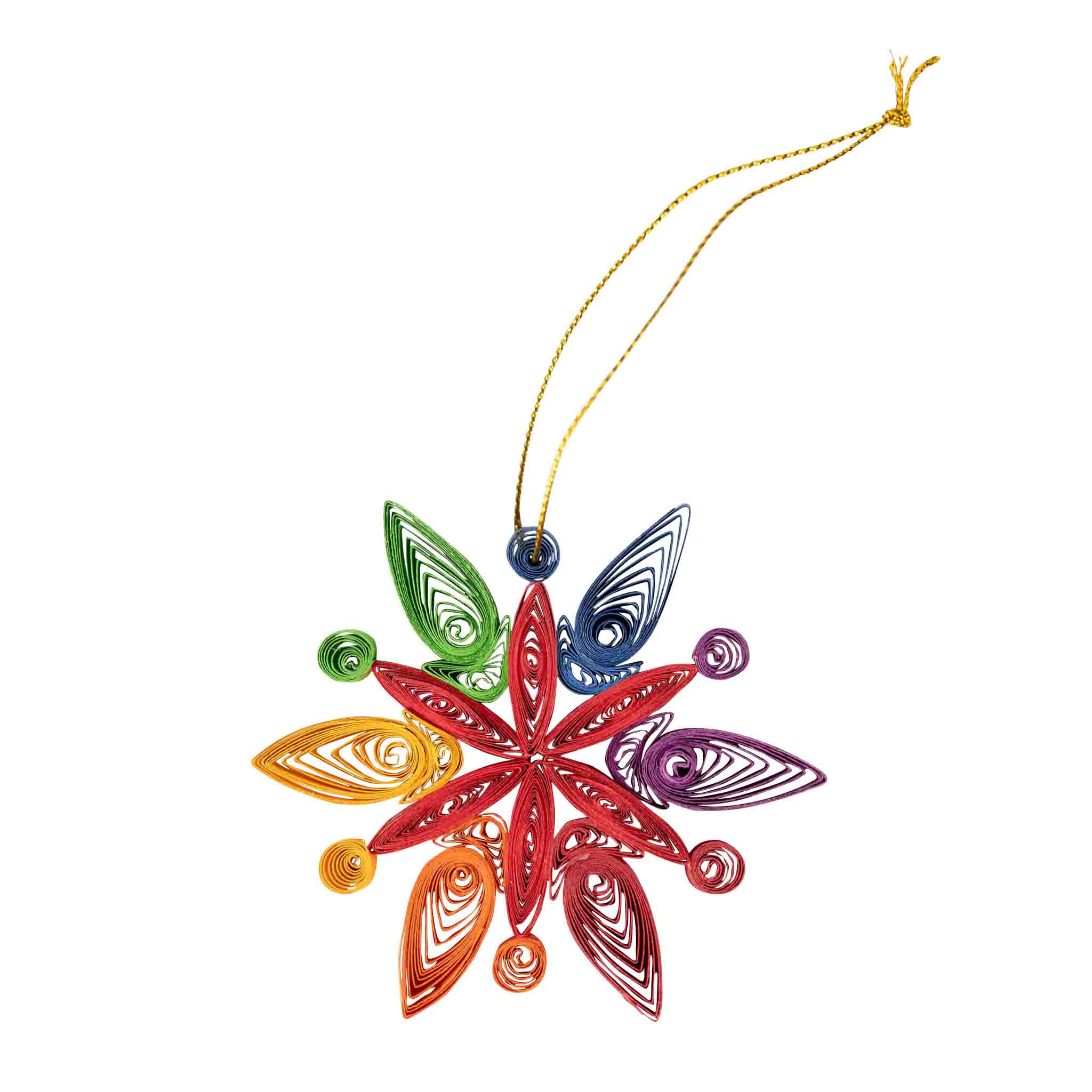 Rainbow Snowflake Quilled Ornament - Ten Thousand Villages