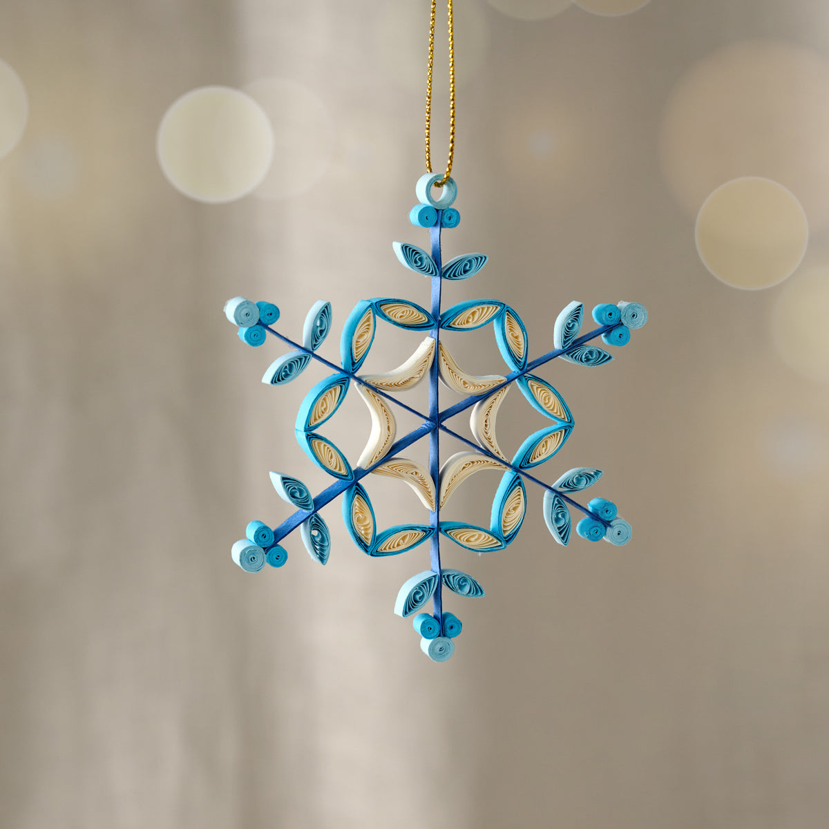 Khoe Quilled Blue Snowflake Ornament