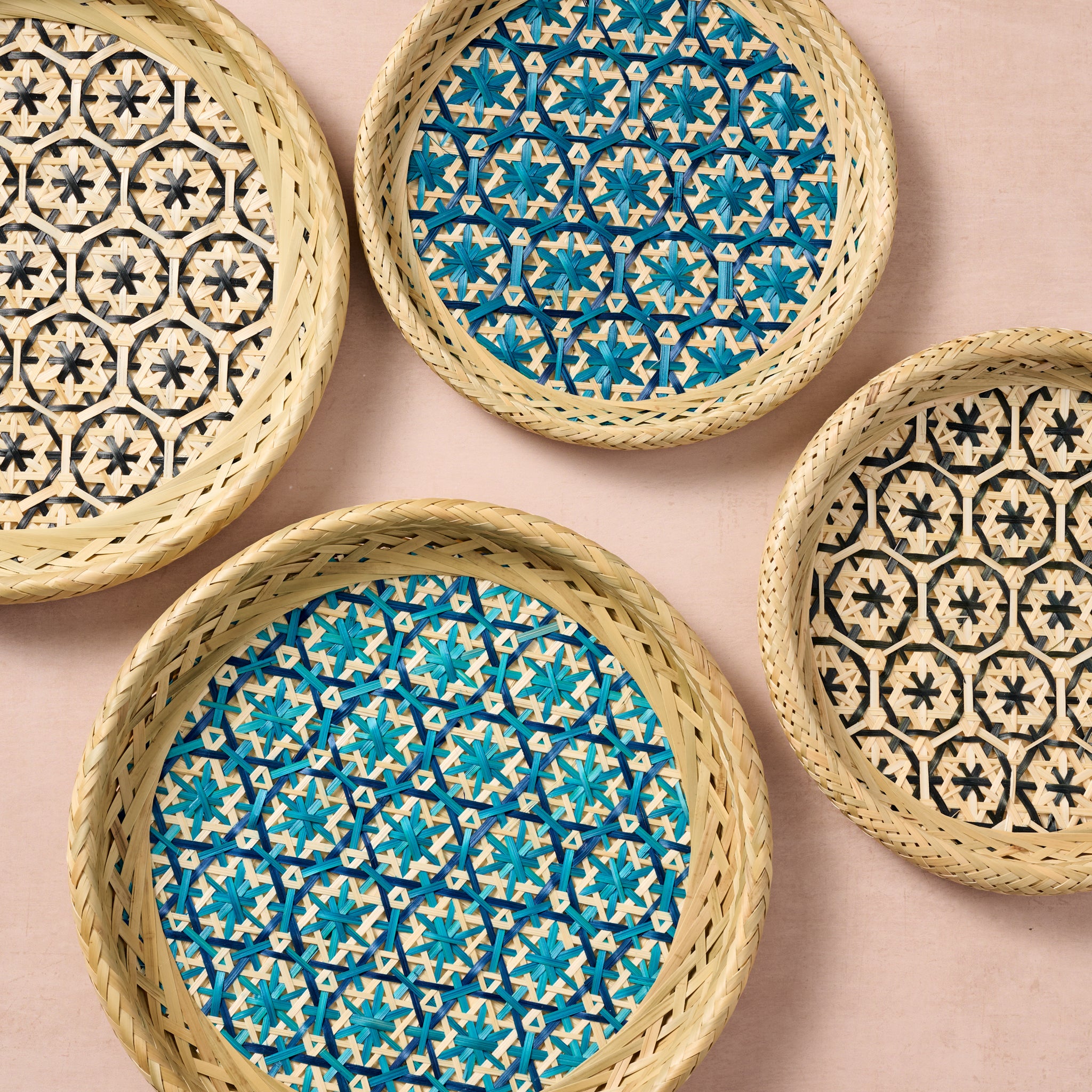 Phu An Bamboo Basket with Blue - 10.5