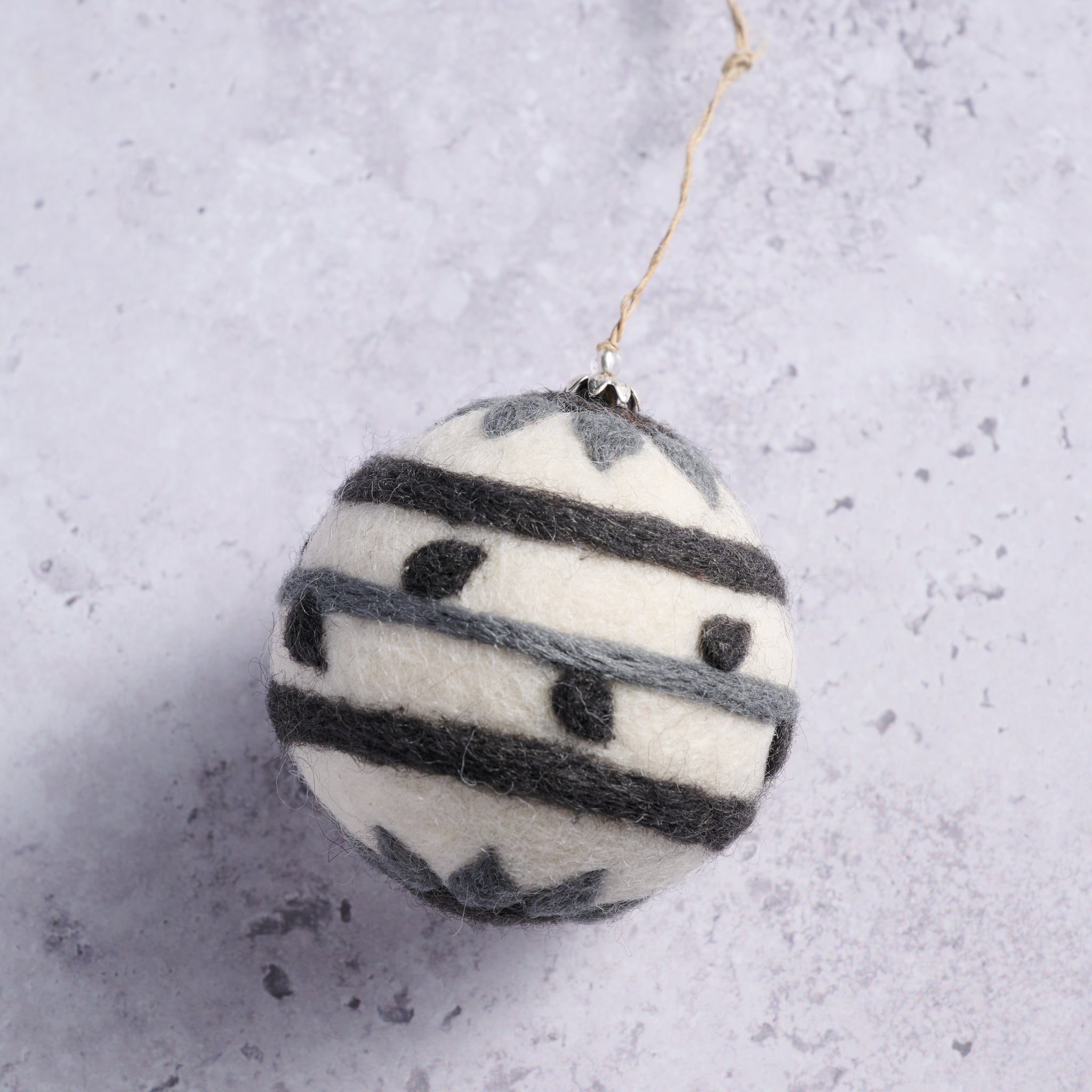 Striped Felt Ball Ornament - Ten Thousand Villages