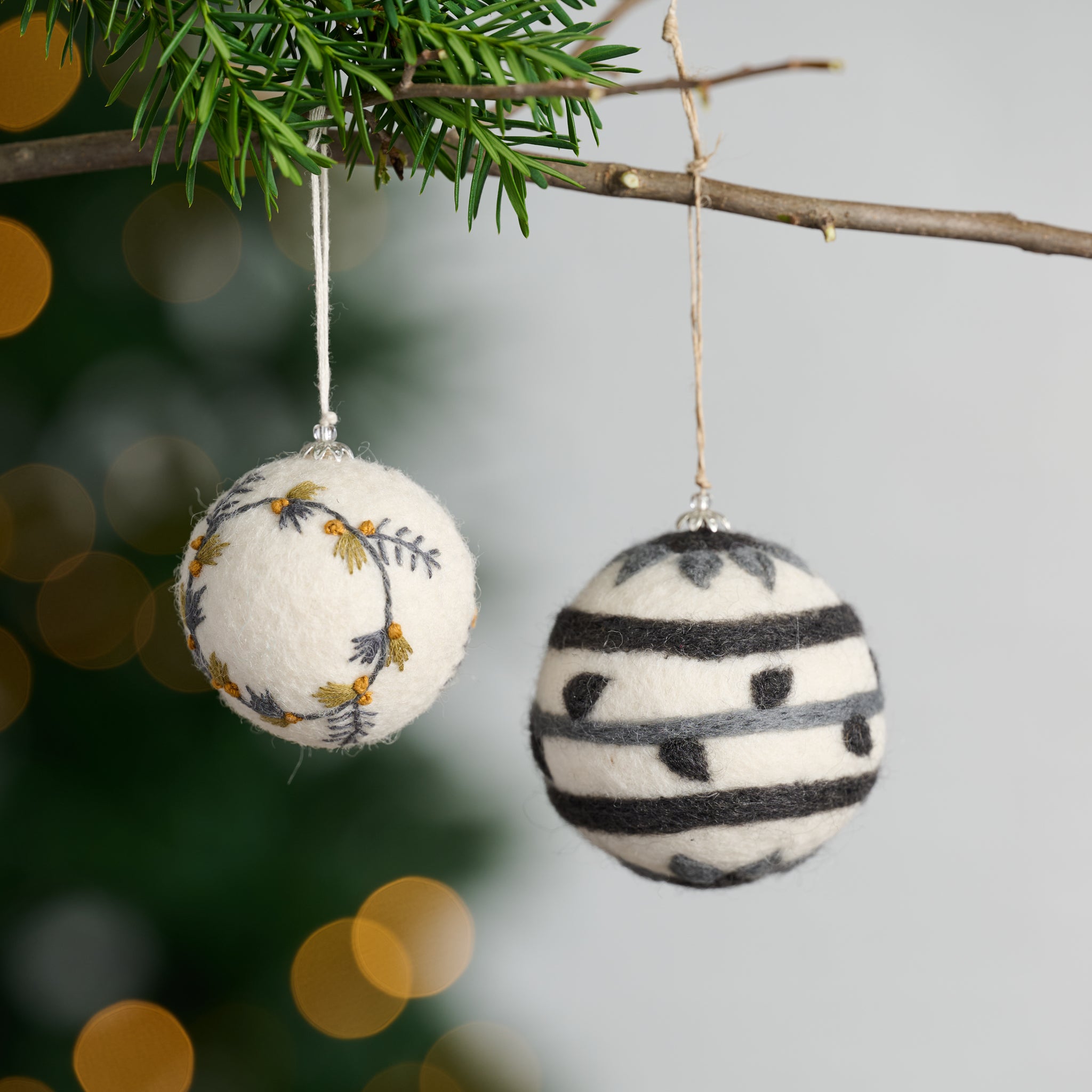 Striped Felt Ball Ornament - Ten Thousand Villages