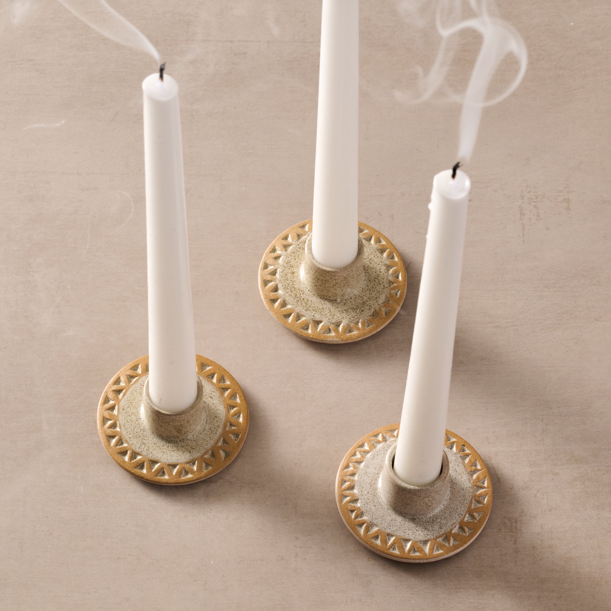 Tidal Etched Ceramic Candle Holder - Ten Thousand Villages