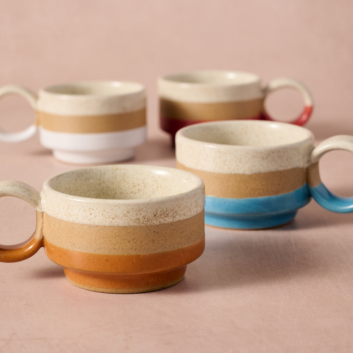 Kaphi II Stacking Espresso Mug - Multi - Set of 4 - Ten Thousand Villages