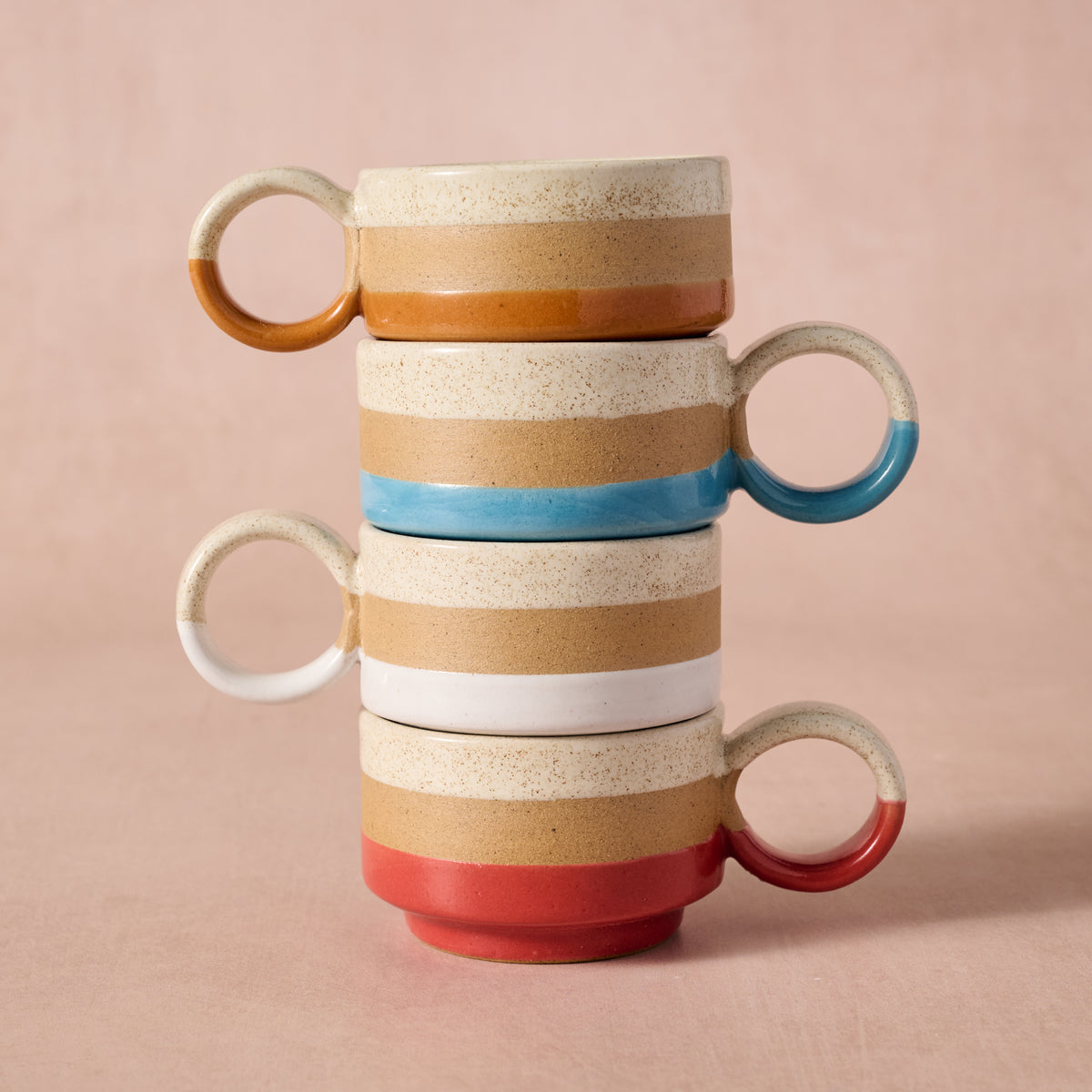 Kaphi II Stacking Espresso Mug - Multi - Set of 4 - Ten Thousand Villages