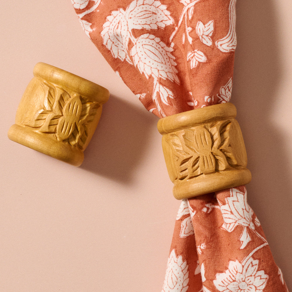 Lotus Blossom Carved Wood Napkin Rings – Ten Thousand Villages