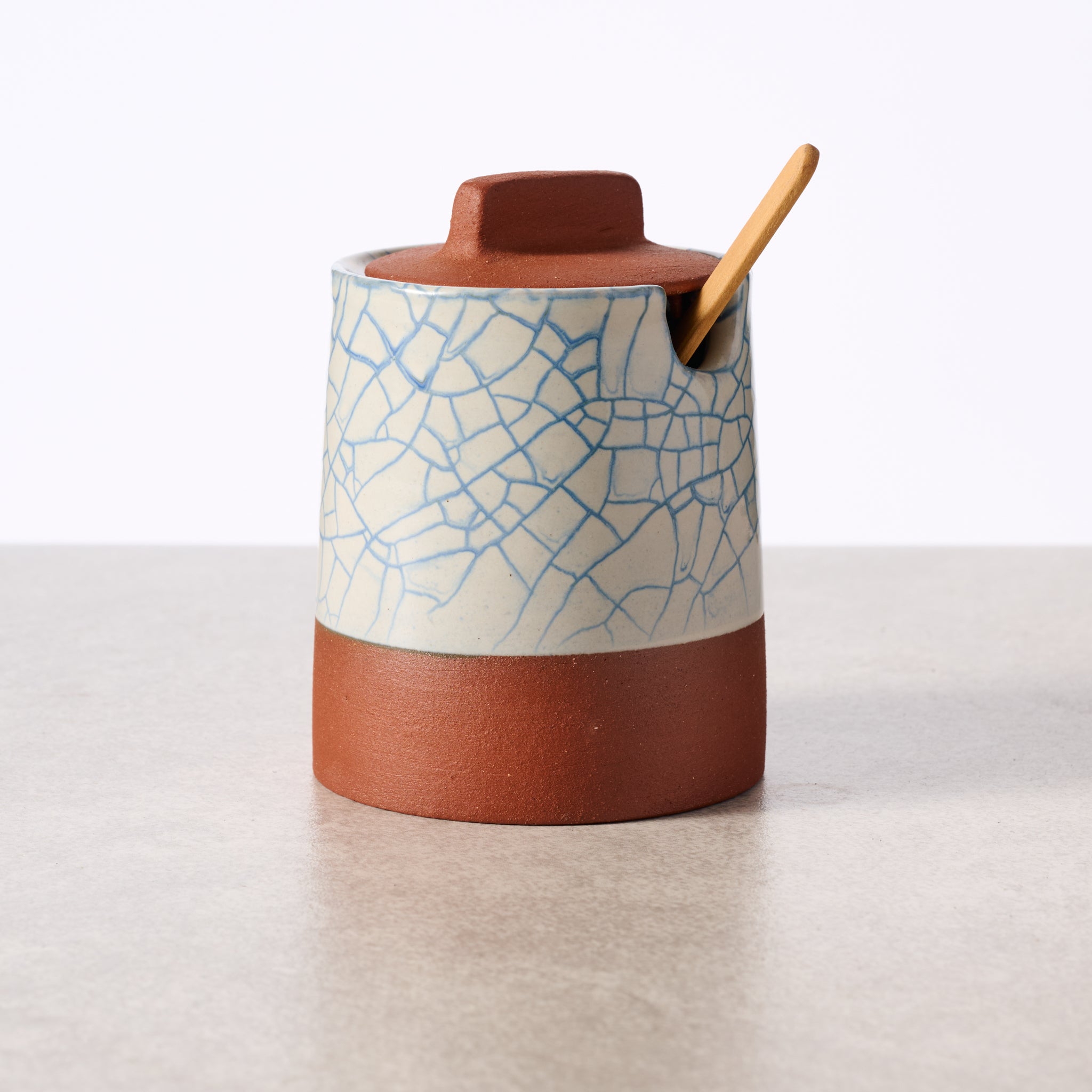 Ciya Blue Crackle Honey Pot – Ten Thousand Villages
