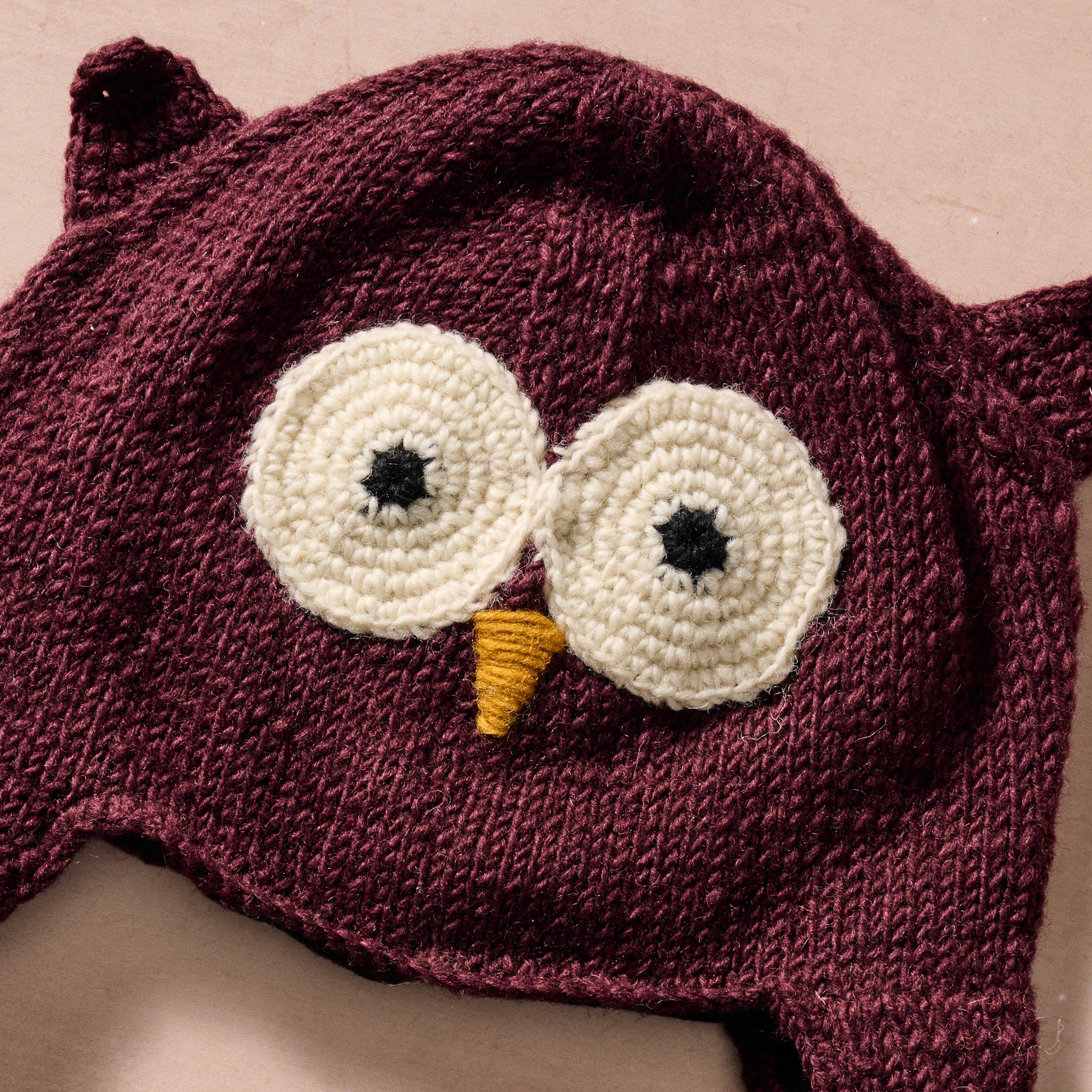 Bina Eggplant Owl Beanie - Adult