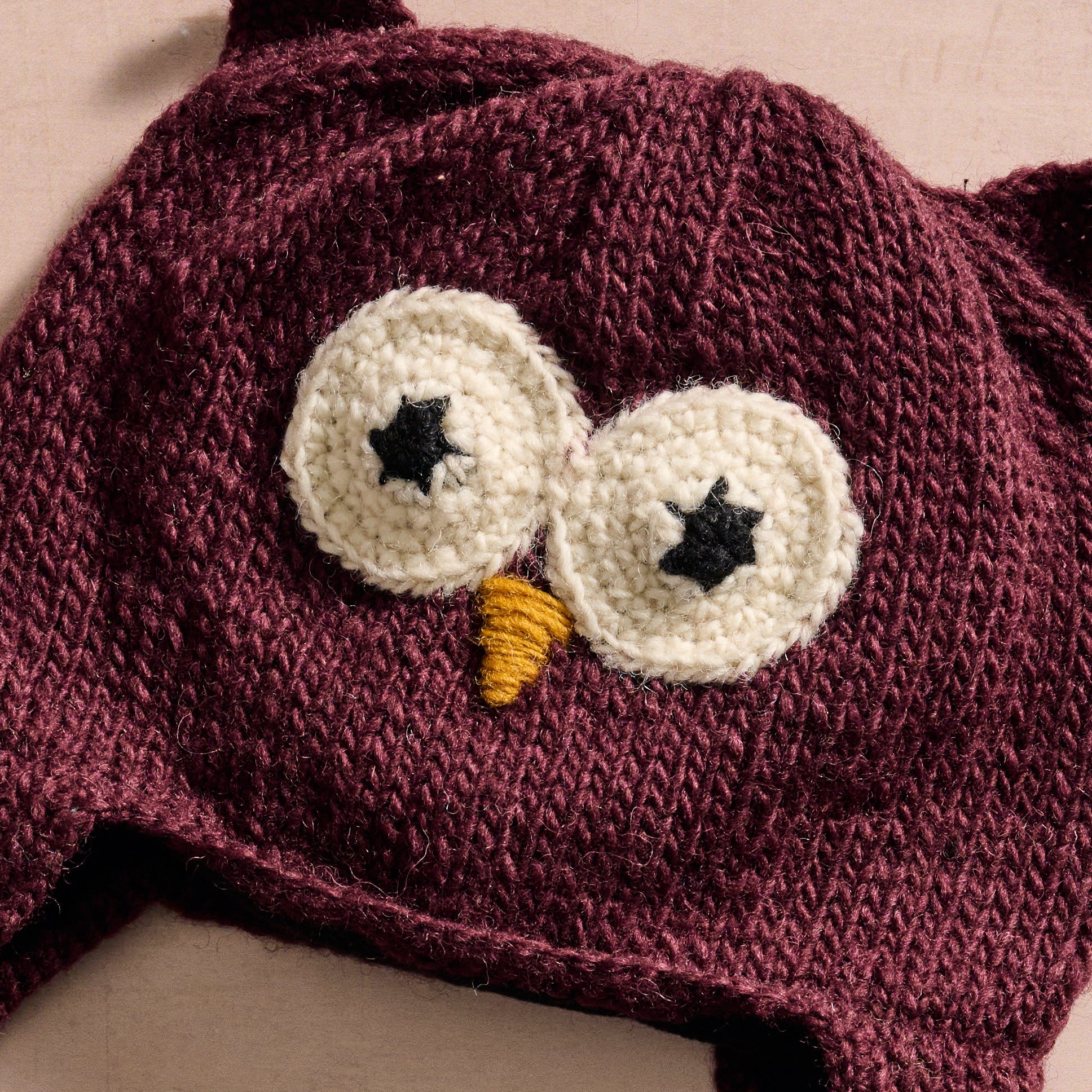 Bina Eggplant Owl Beanie - Kids