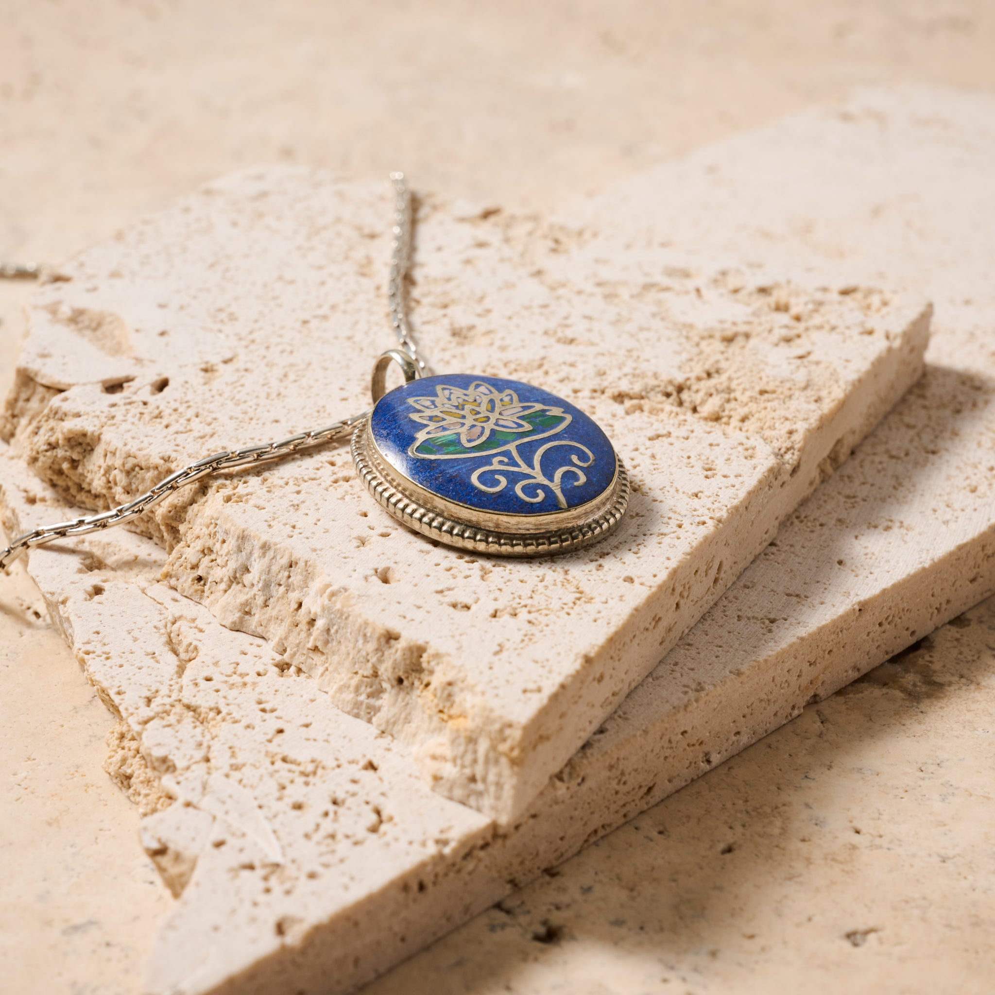 Lotus Mosaic Pendant Necklace