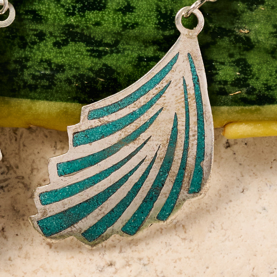 Cila Turquoise & Metal Dangle Wing Earrings