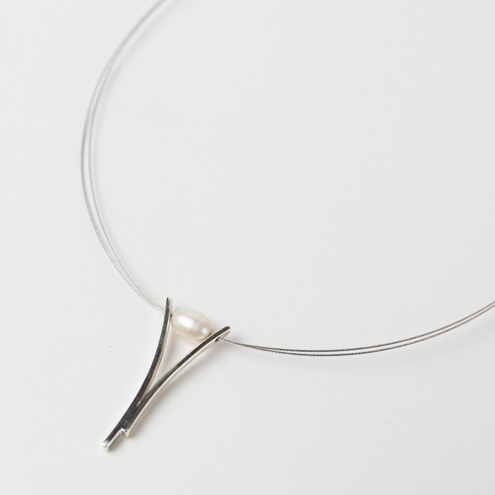 Ati Pearl Plunging V Silver Pendant Necklace - Ten Thousand Villages