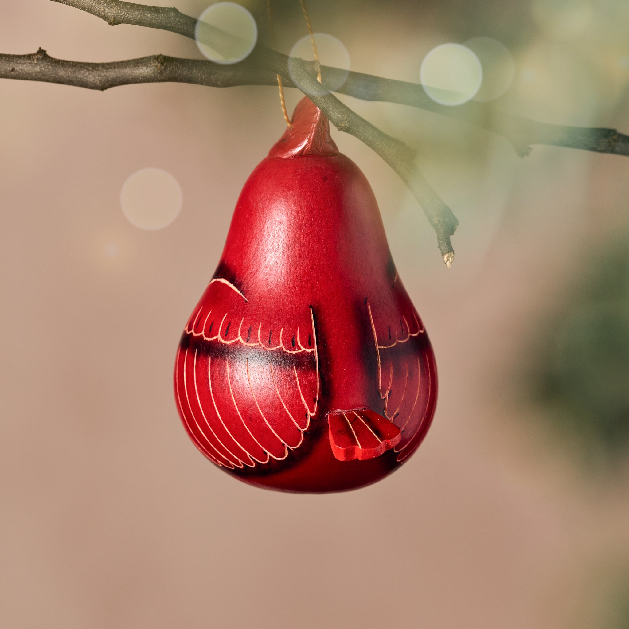 Cardinal Gourd Ornament