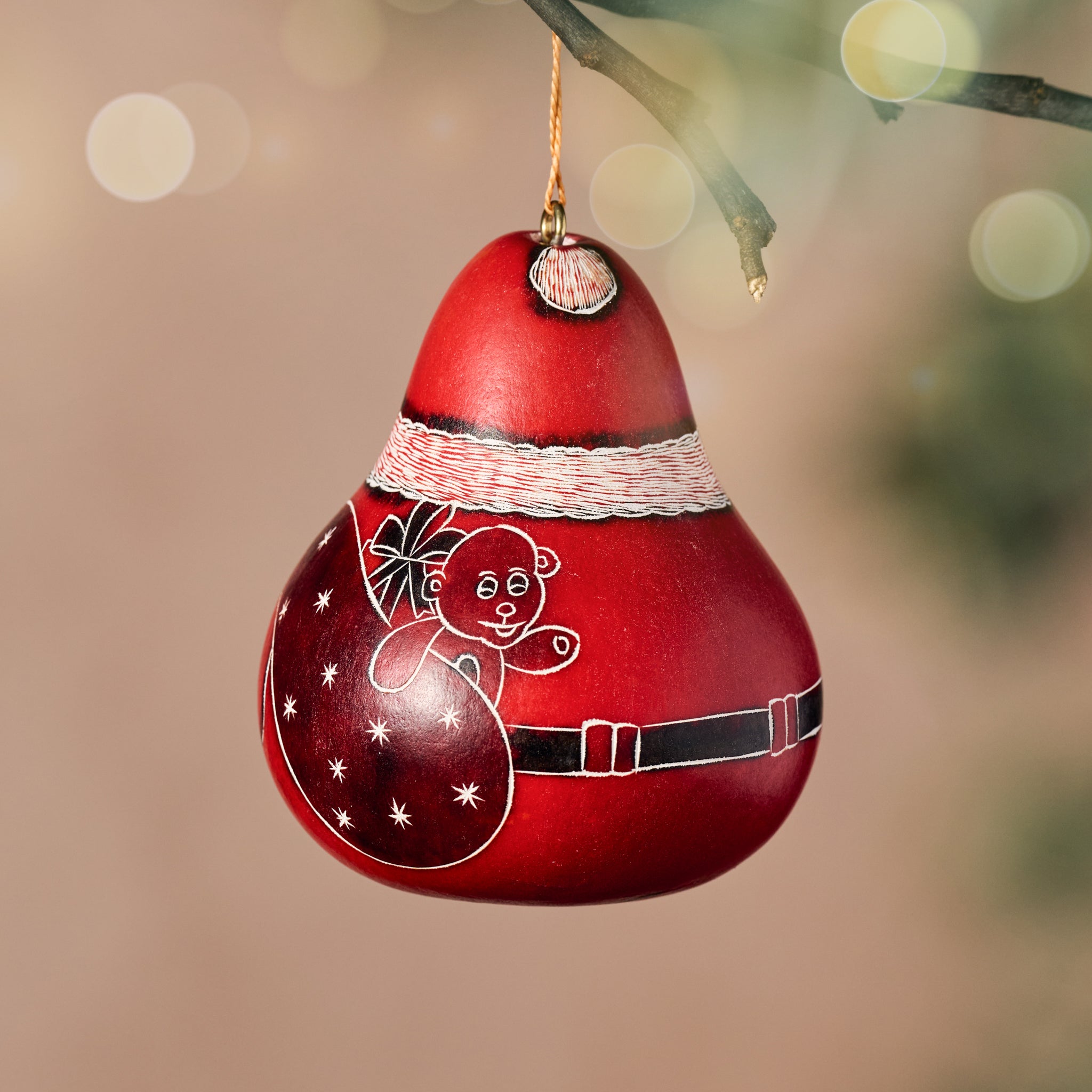 Santa Gourd Ornament