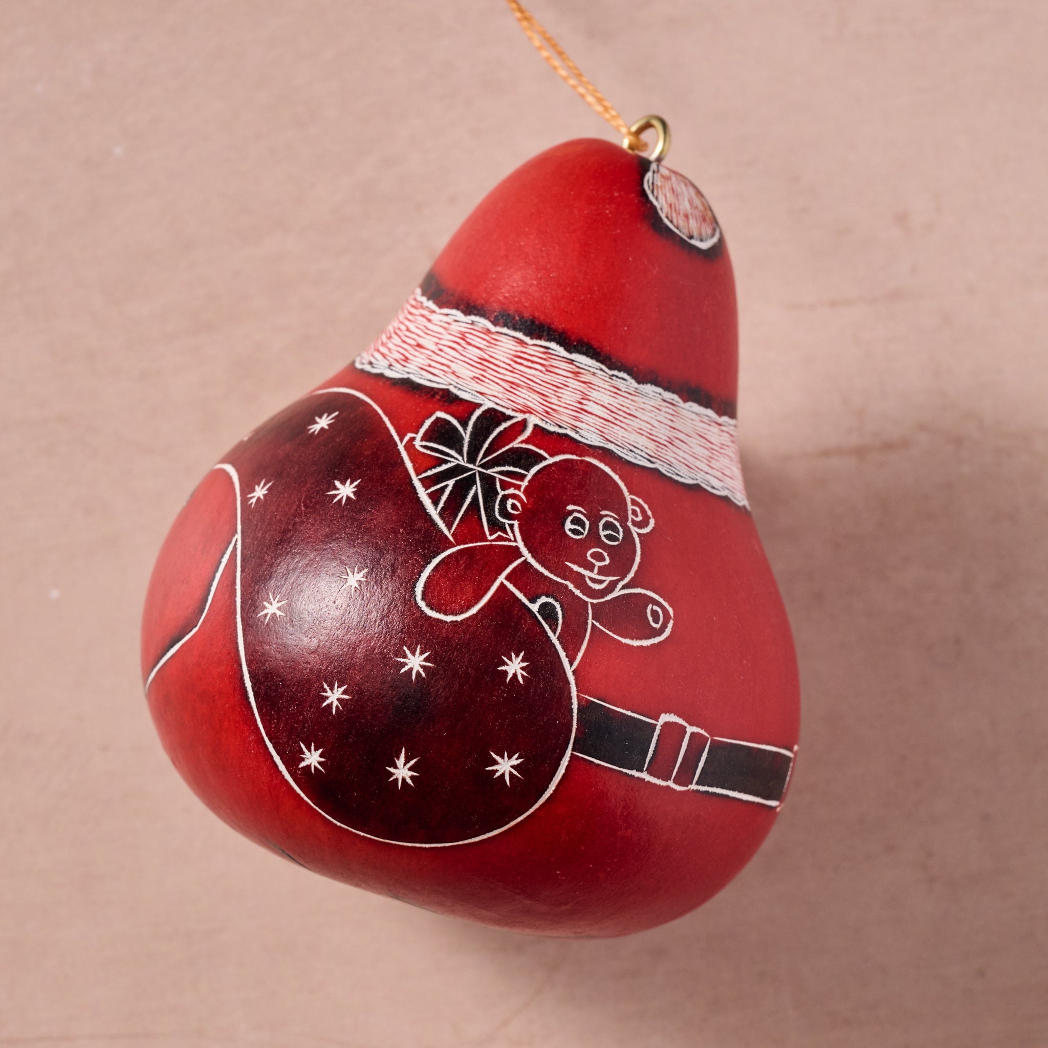 Santa Gourd Ornament