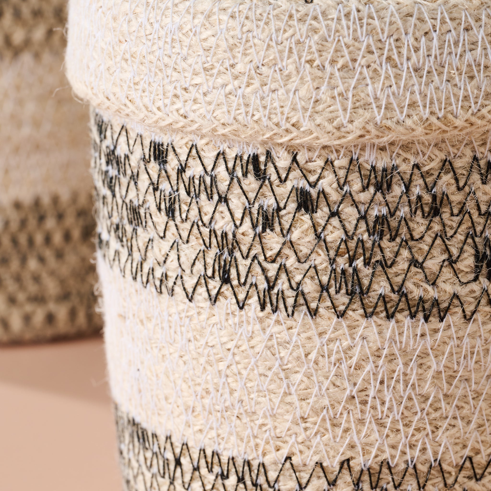 Dorakata Stitched Jute Basket - 6.5"H