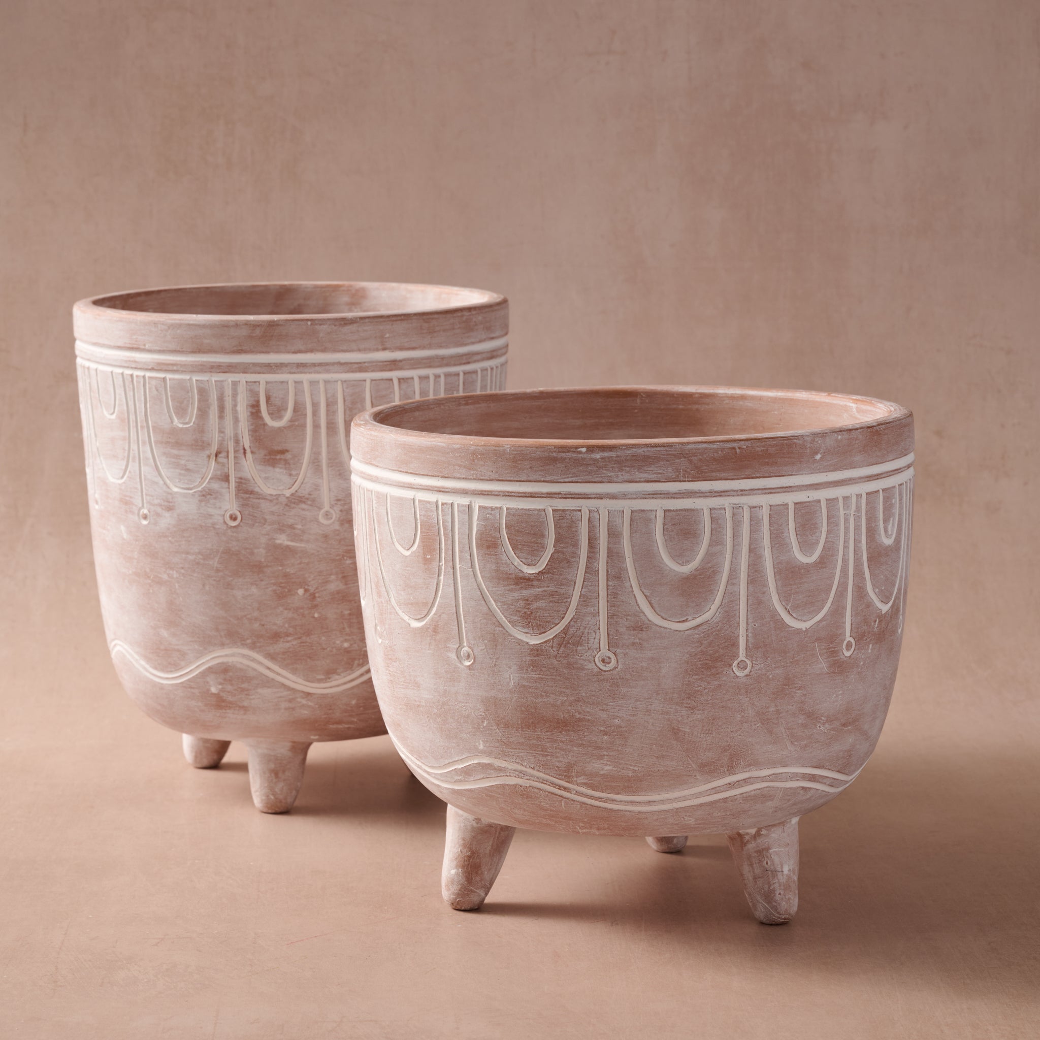 Jibana Etched Terracotta Planters
