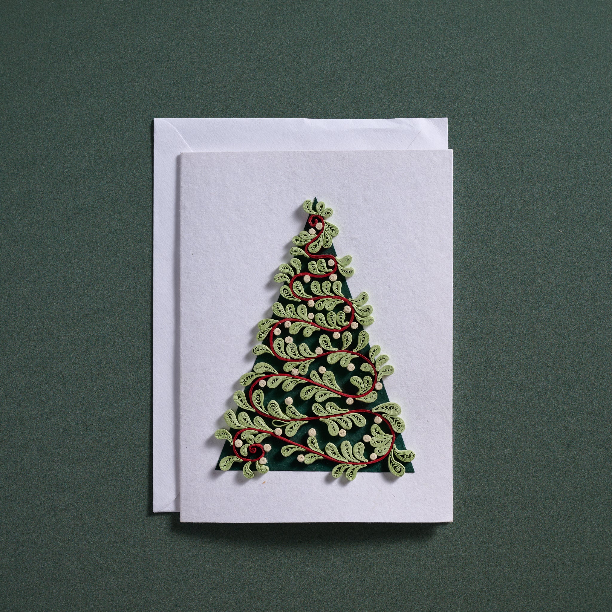 Quilled Trimmed Tree Christmas Card - Ten Thousand Villages