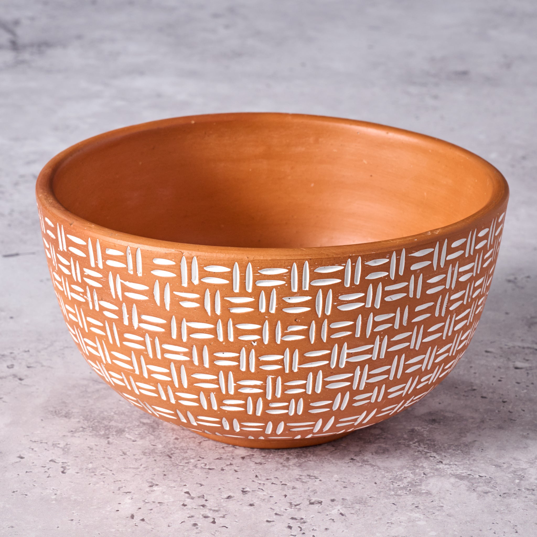 Lattice Lines Terracotta Bowl - Ten Thousand Villages