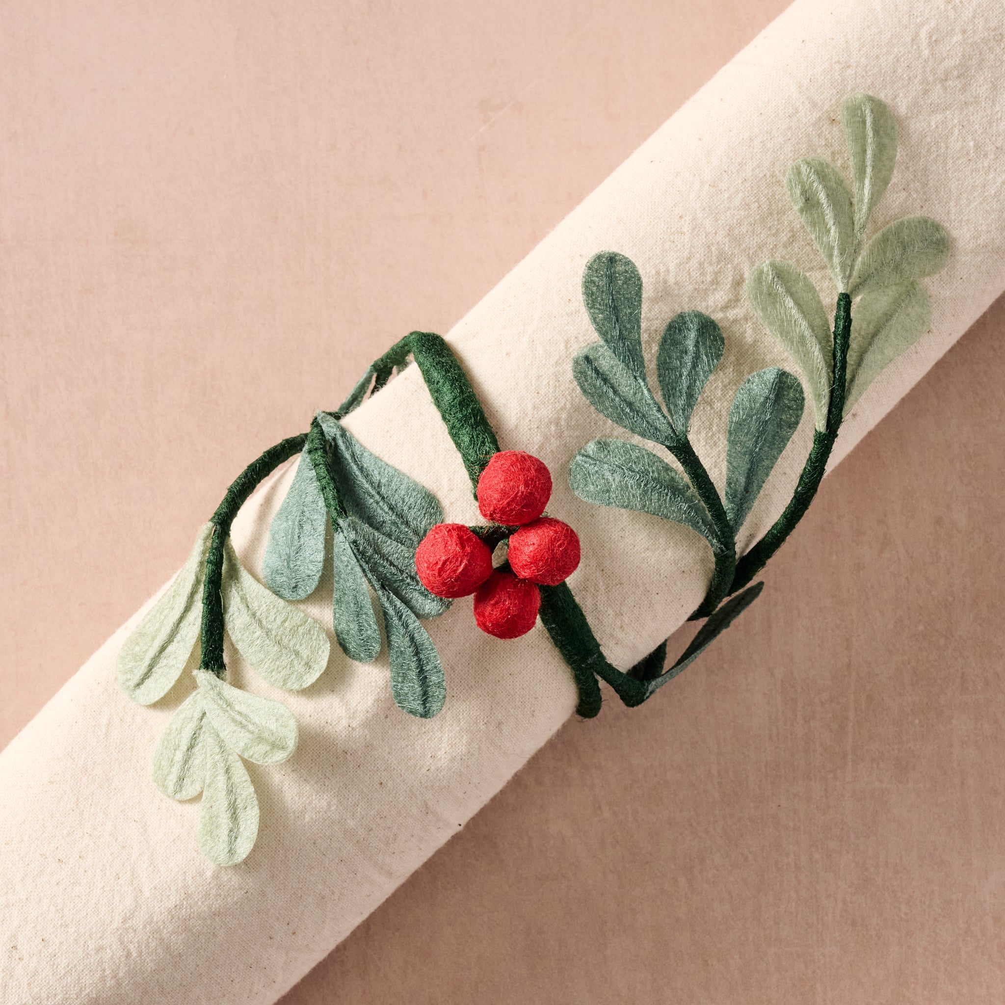Ullasa Holly SIlk Paper Napkin Rings - Set of 2