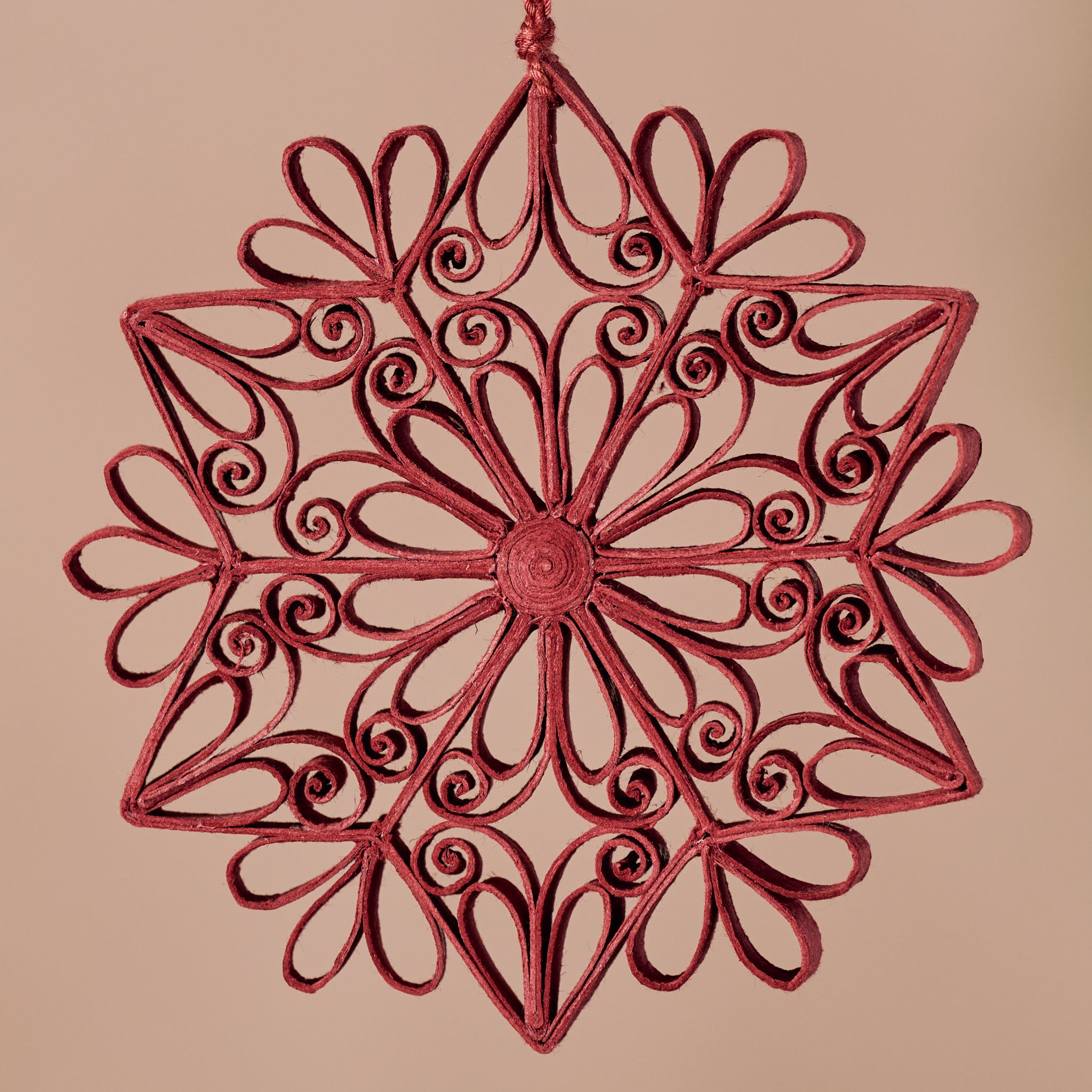 Kula Quilled Snowflake Ornament - Burgundy