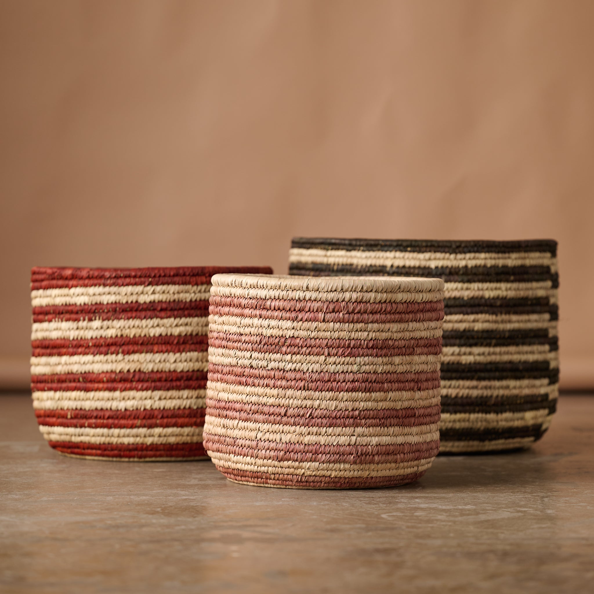 Pink Striped Palm Leaf Basket 12 - Ten Thousand Villages